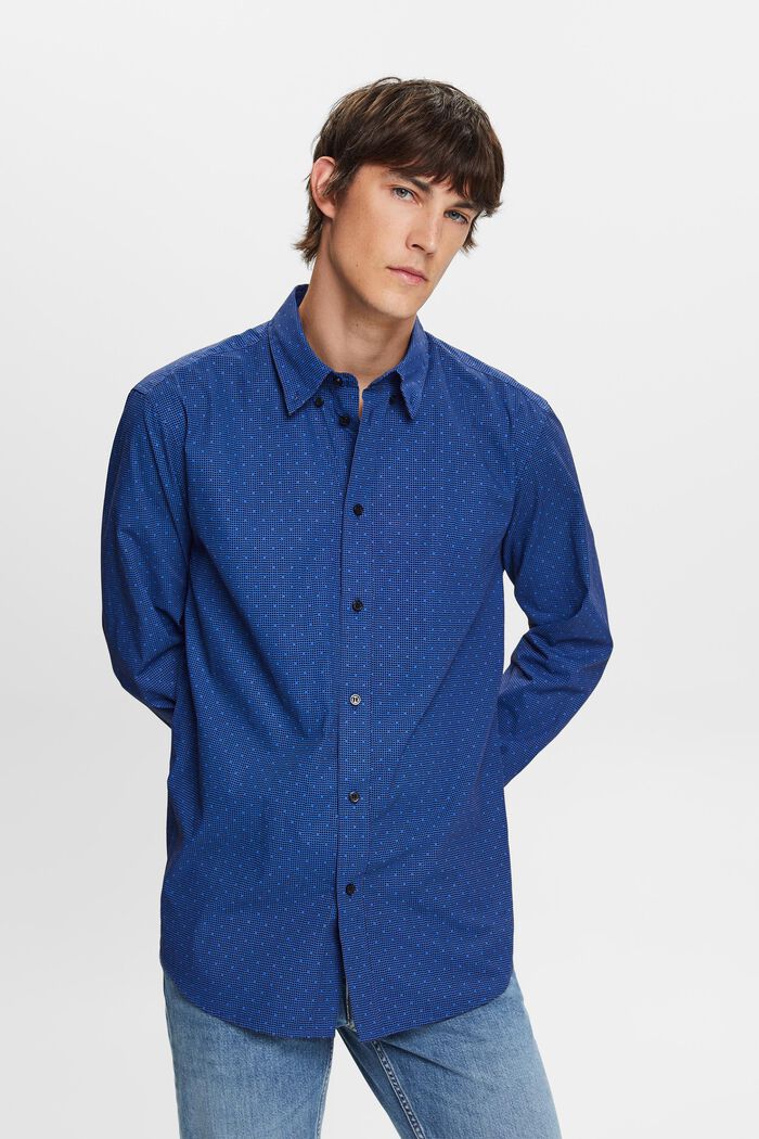 Gemustertes Button-Down-Hemd, 100 % Baumwolle