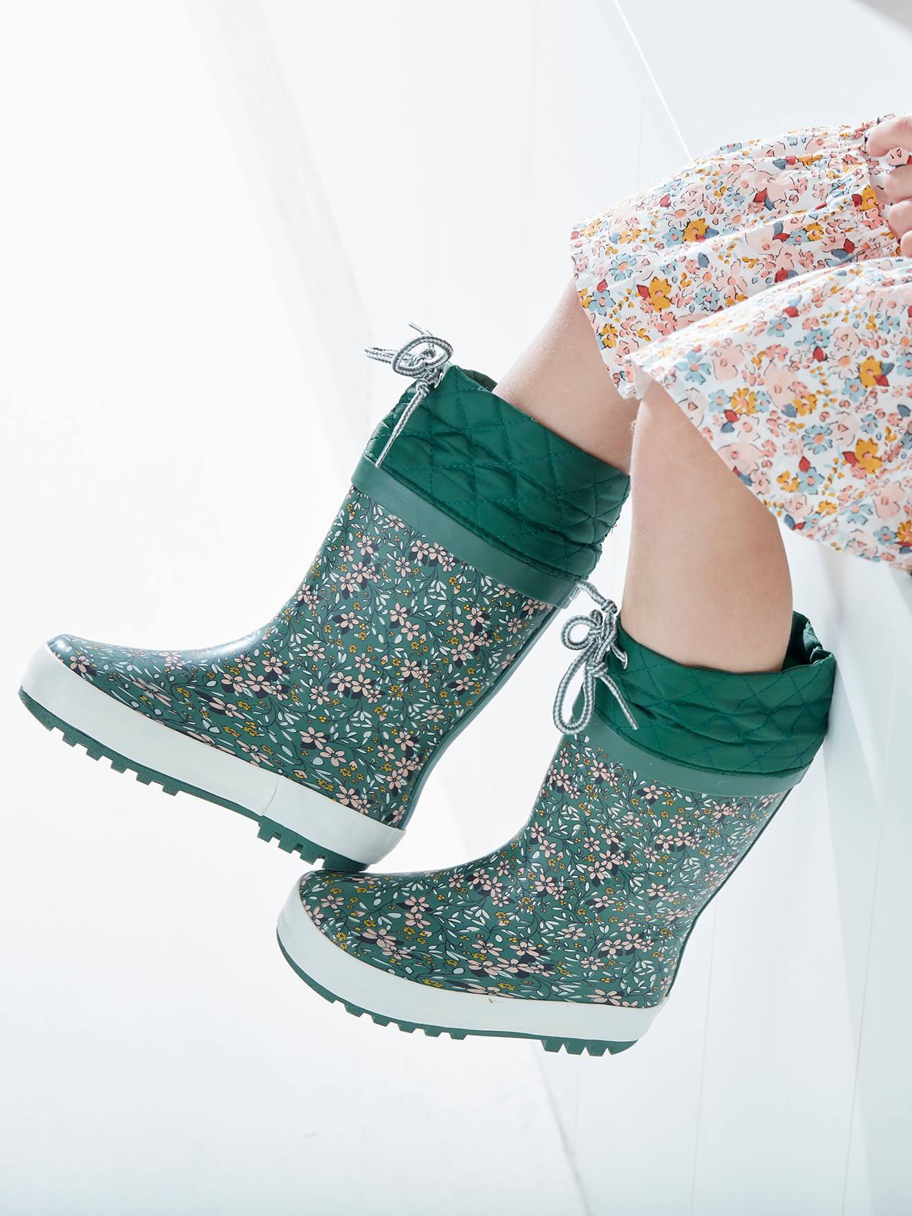 Vertbaudet Mädchen Gummistiefel, Profilsohle - grün