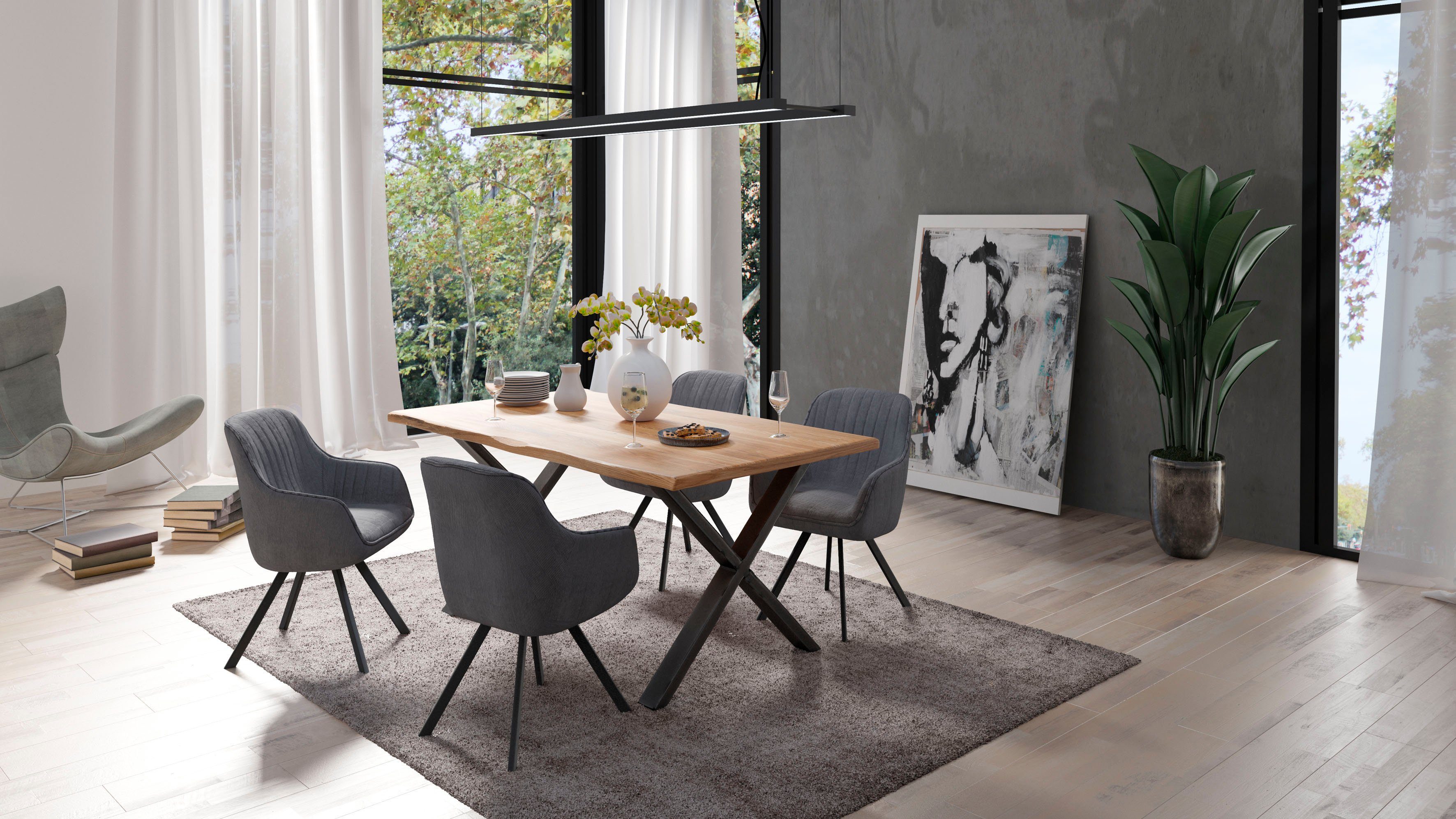 Homexperts Esszimmerstuhl Carlo (Set, 2 St), Drehstuhl, Bezug in Cord oder Kunstleder