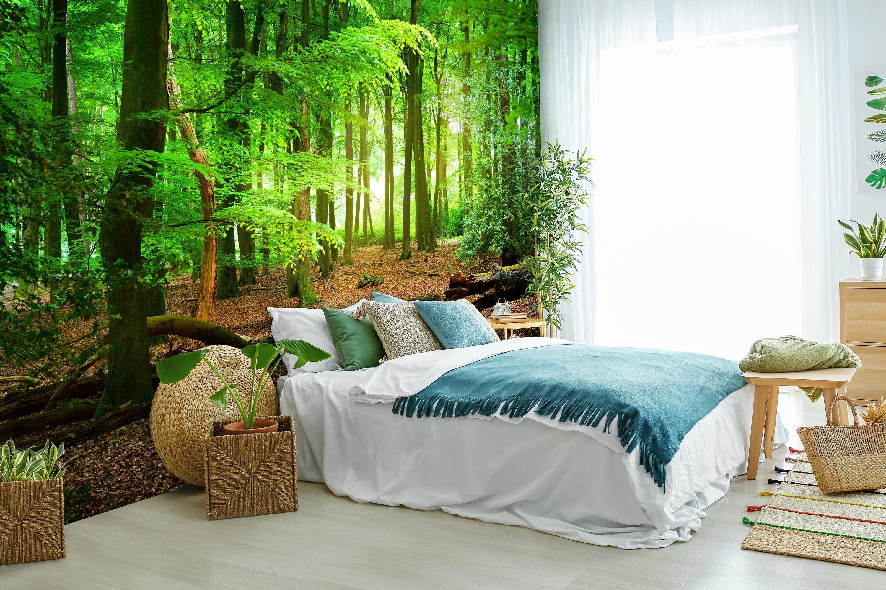 wandmotiv24 Fototapete Wald Sommer Natur, strukturiert, Wandtapete, Motivtapete, matt, Vinyltapete, selbstklebend
