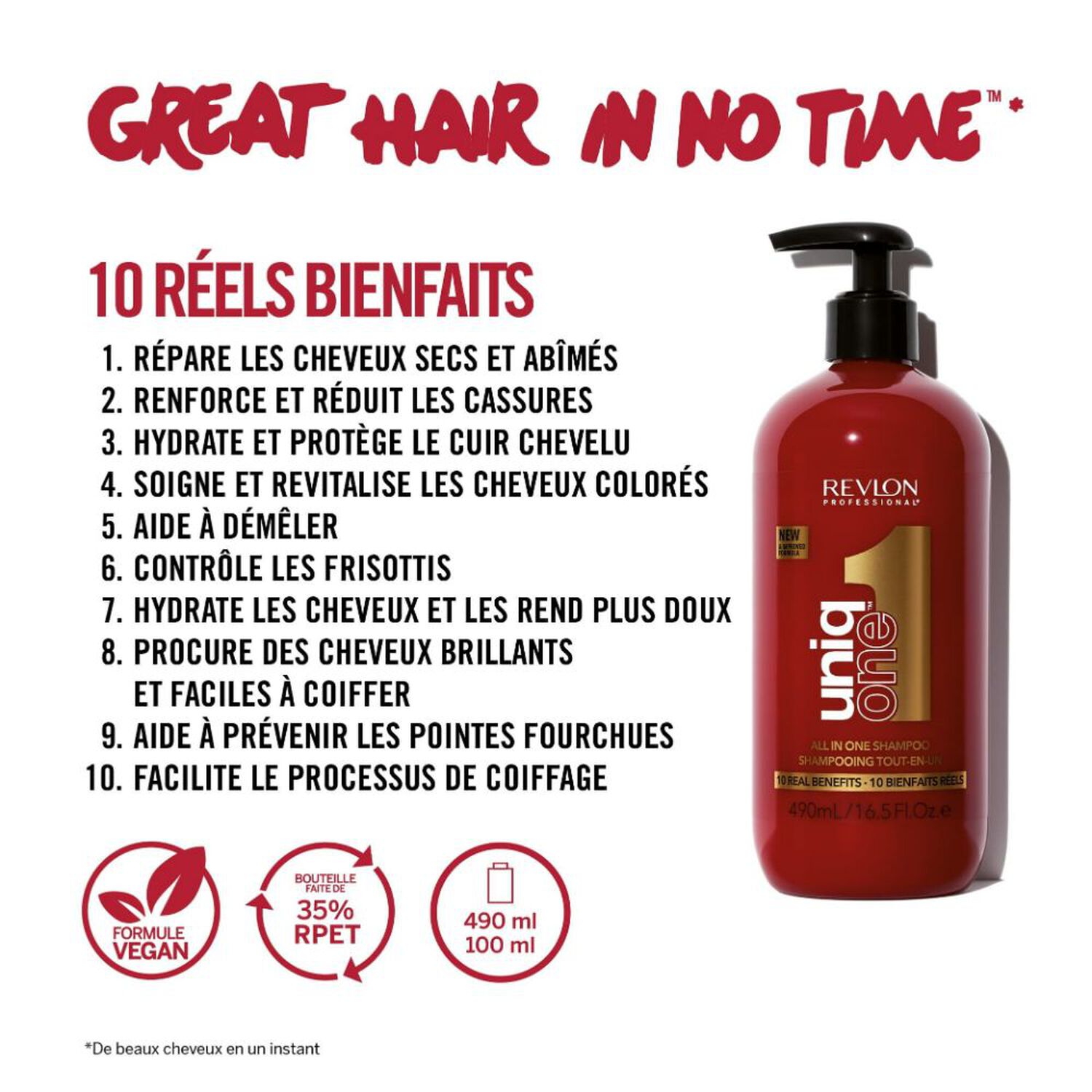 revlon professional Shampooing et Après-Shampoing 10 Bienfaits Rouge Classique UNIQONE™ - Tout Type de Cheveux