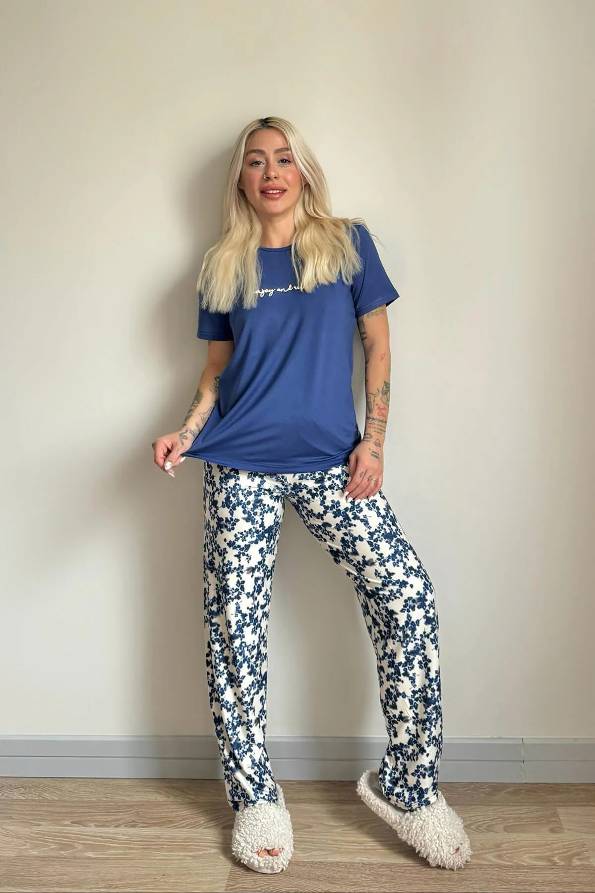 Pijamaevi  Pyjama set - Dunkelblau - Unifarben