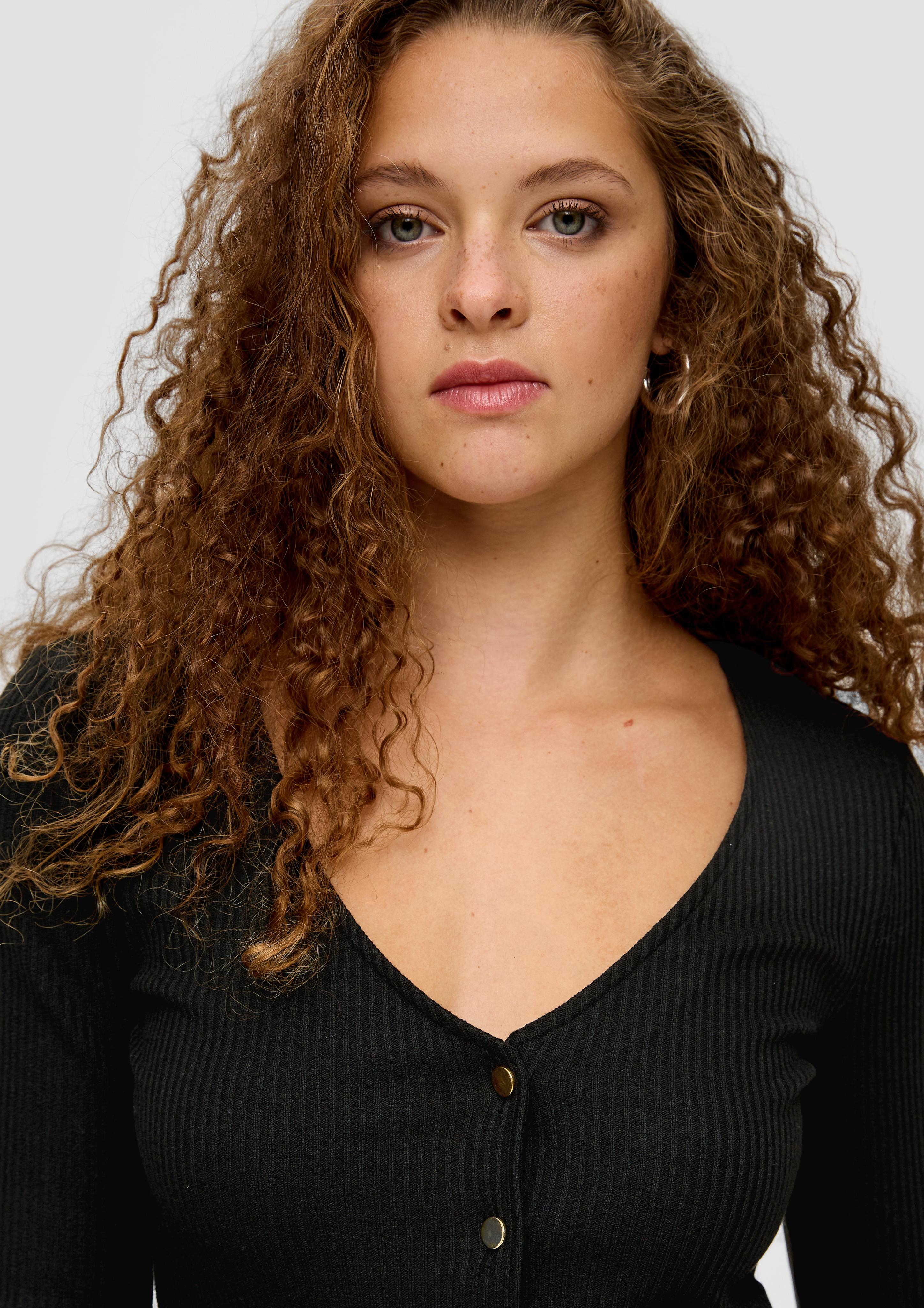 Gerippte Shirtjacke aus Viskosemix  2138341-9999