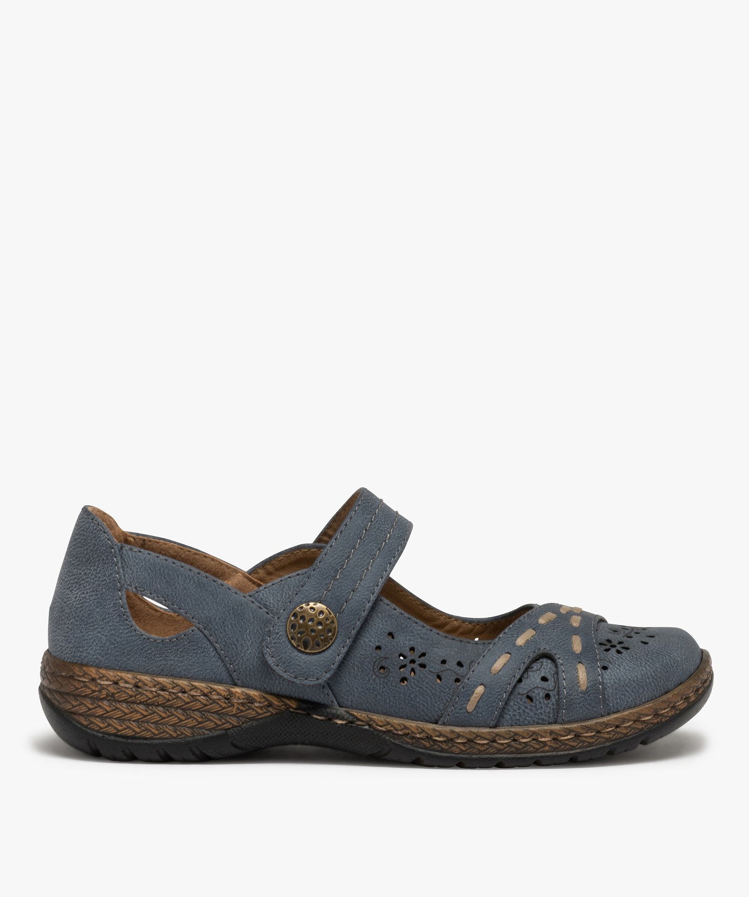 Babies femme confort à bride scratch et dessus fantaisie bleu fonce | GEMO