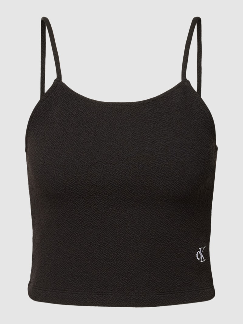 Top mit Strukturmuster Modell 'SLUB' in schwarz