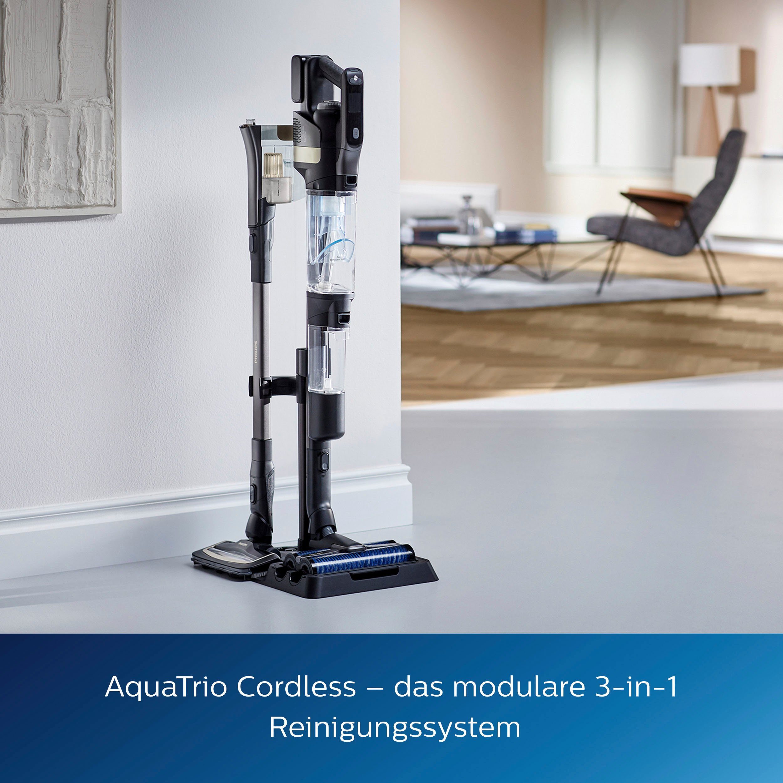 Philips Nass-Trocken-Akkusauger AquaTrio Cordless 9000 Series XW9383, 3-in-1 Saugen und Wischen in einem Zug