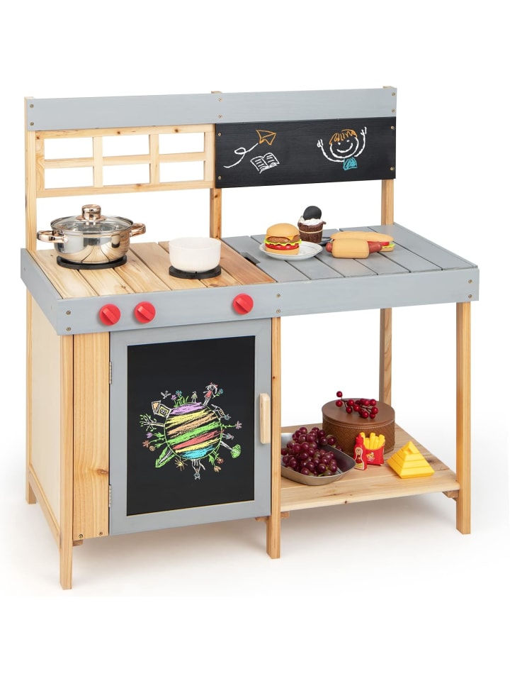 COSTWAY Spielküche Outdoor in Braun günstig kaufen 90 cm