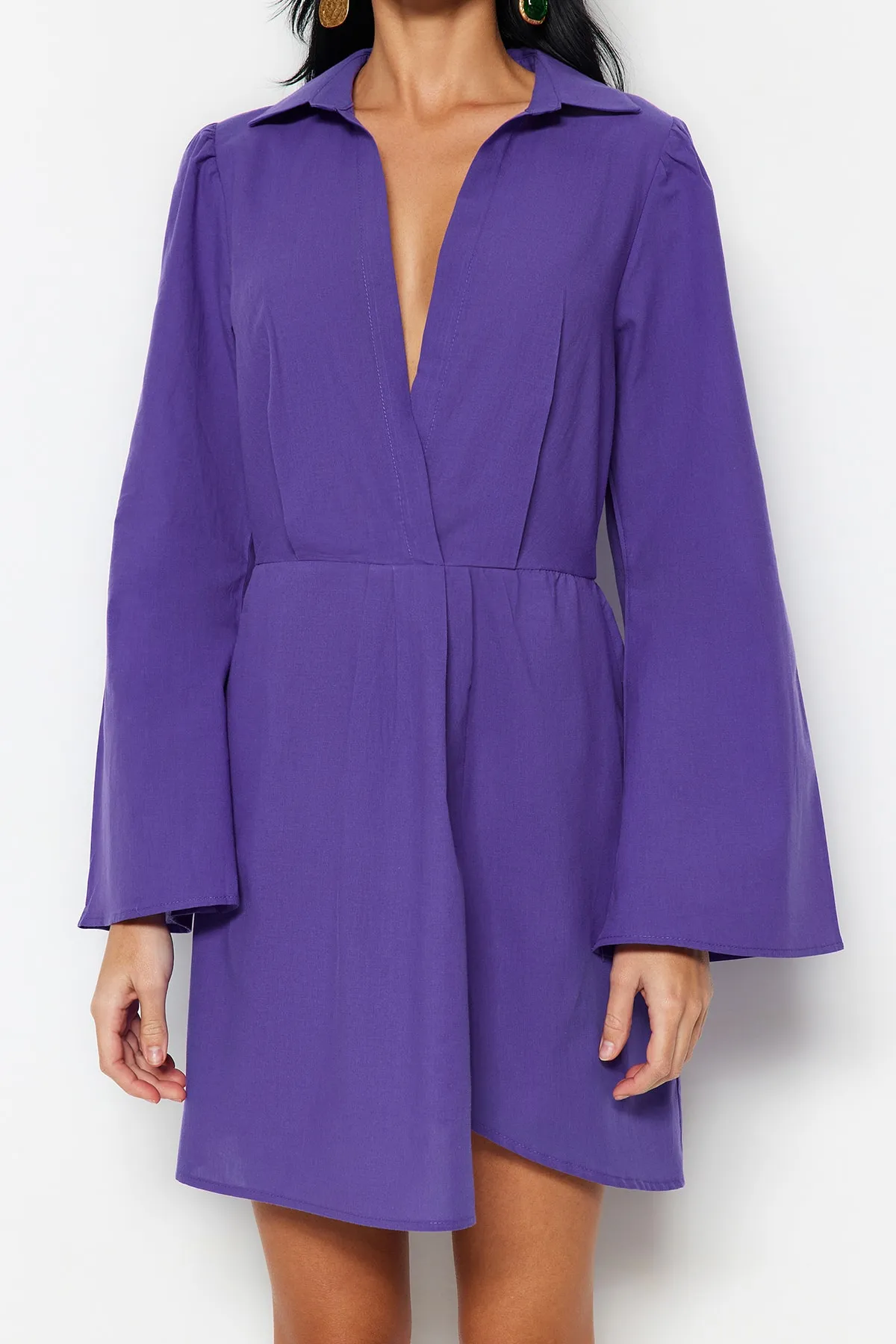 Trendyol Collection  Lila Mini-Strandkleid aus 100 % gewebter Baumwolle TBESS23EL00289