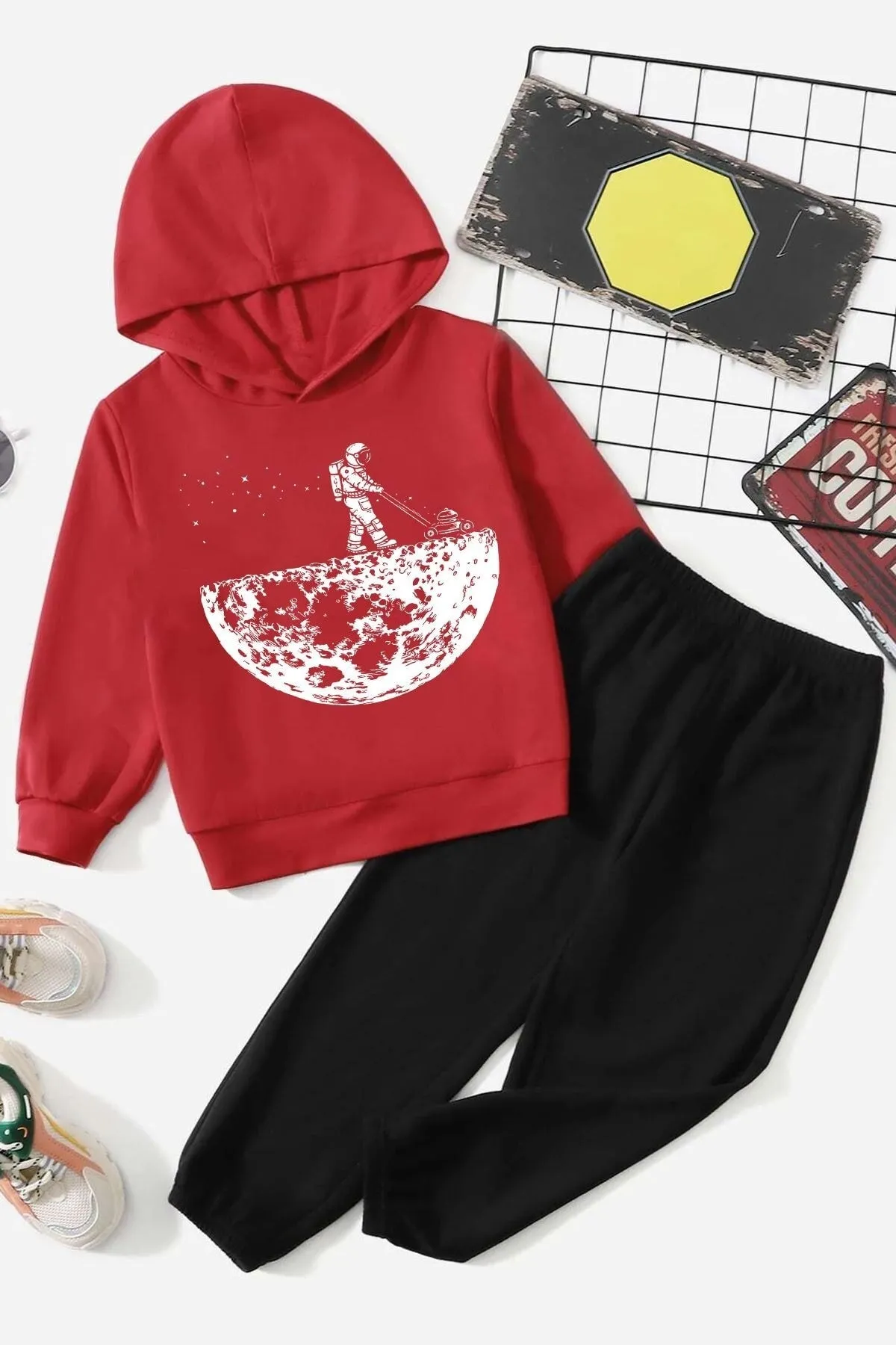 uyguntarz  Unisex-Kinder-Trainingsanzug-Set mit Weltraum-Motiv