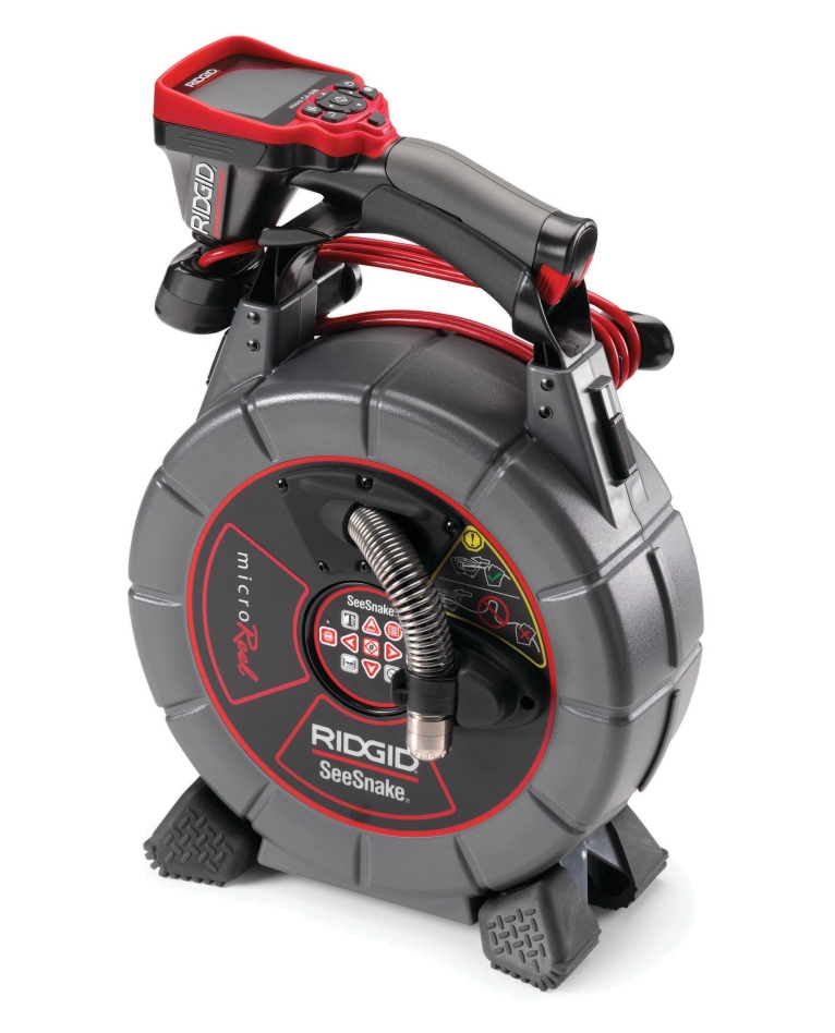 Ridgid 40813 MicroReel slangupprullare L100C med micro CA-350 inspektionskamera + spårningssändare och mätarräknare