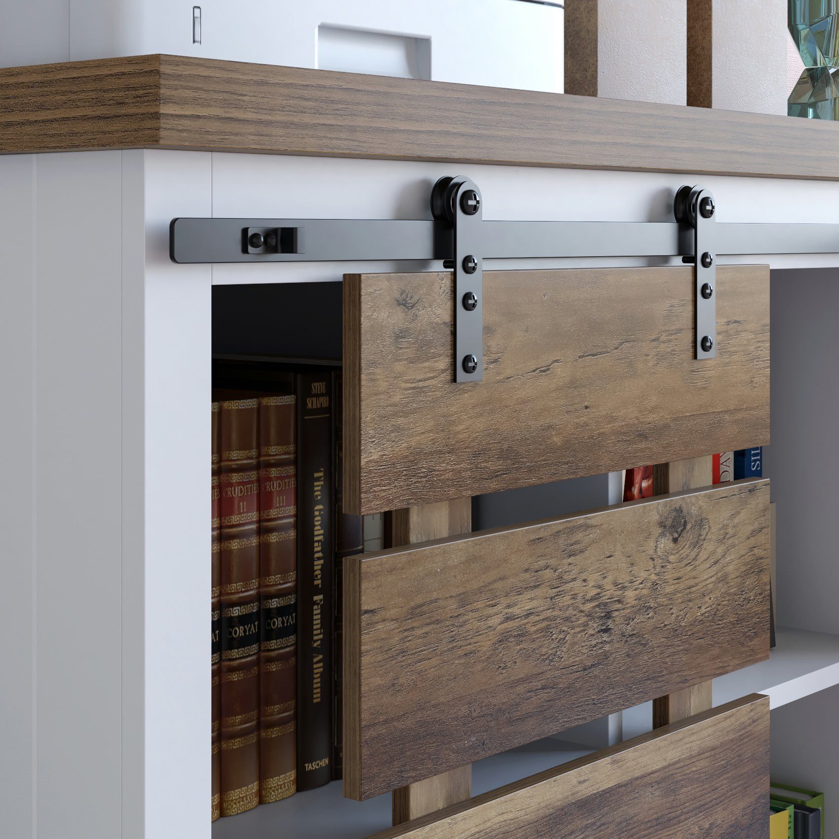 HOMECHO Buffet Sideboard Küchenschrank mit Schiebetür Anrichte rustikales