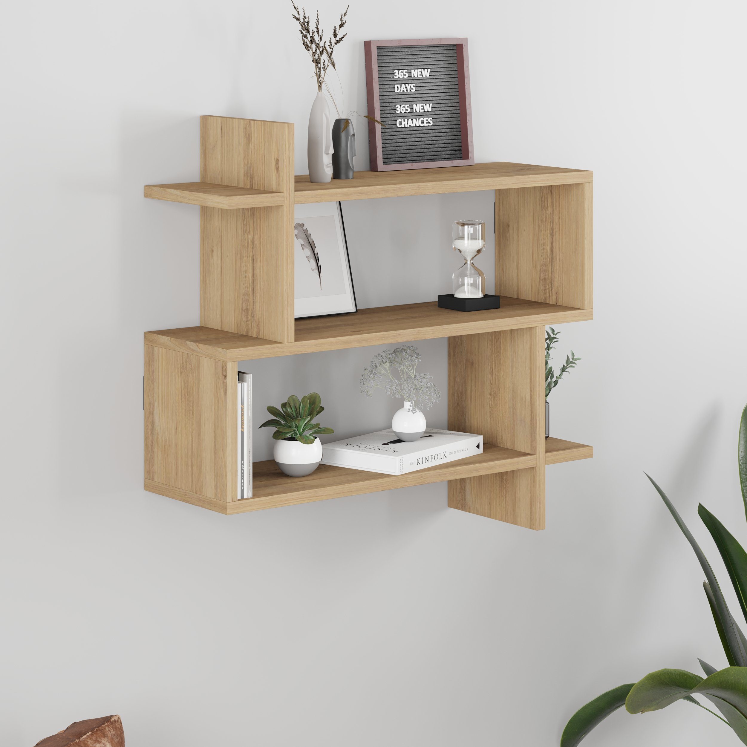 Decortie Bücherregal Paralel, Modernes Wandregal/Bücherregal, 70 x 22 x 65 cm