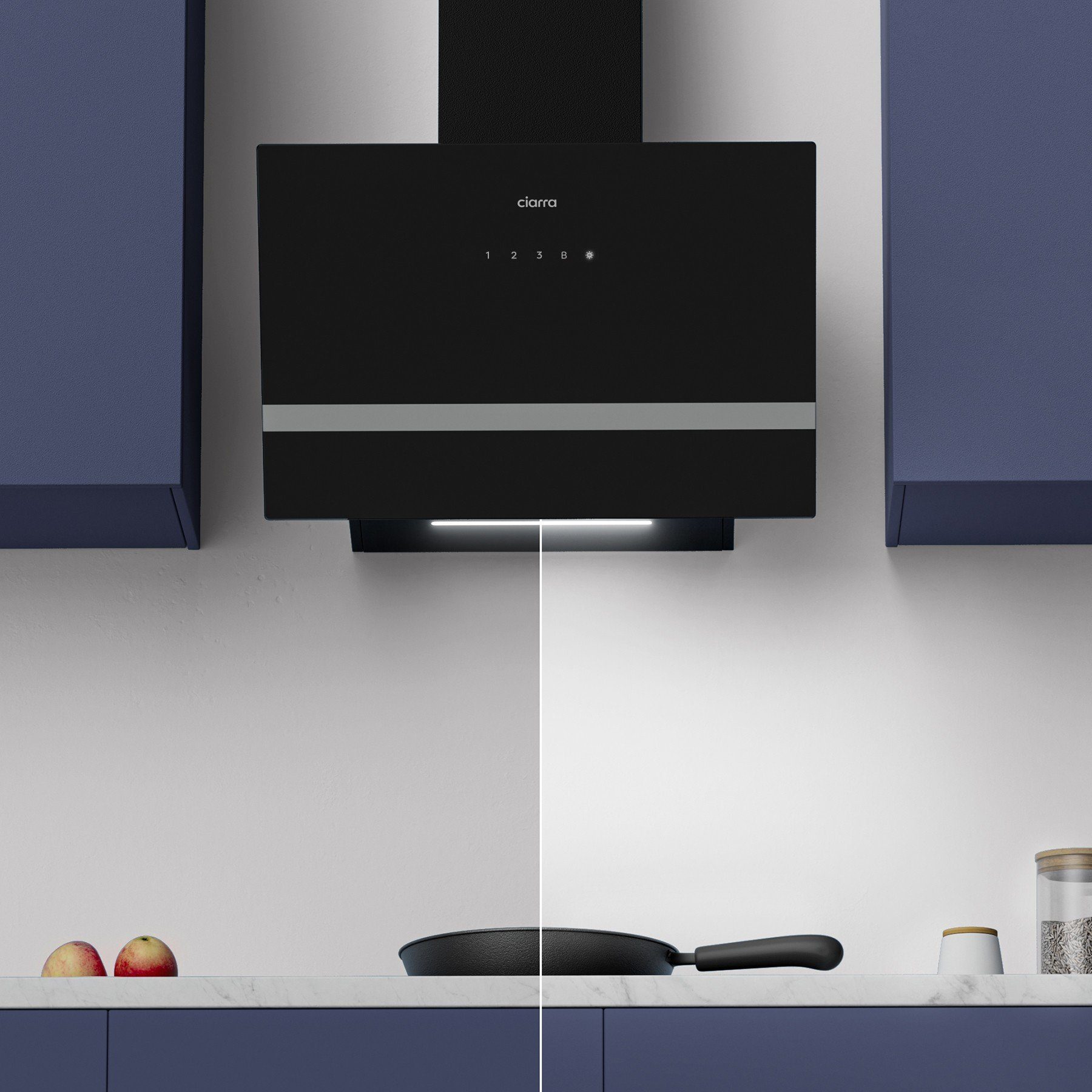 CIARRA Kopffreihaube VM6736HB, A+++ 650m³/h Dunstabzugshaube 60cm WIFI + APP & Touch Control BOOST