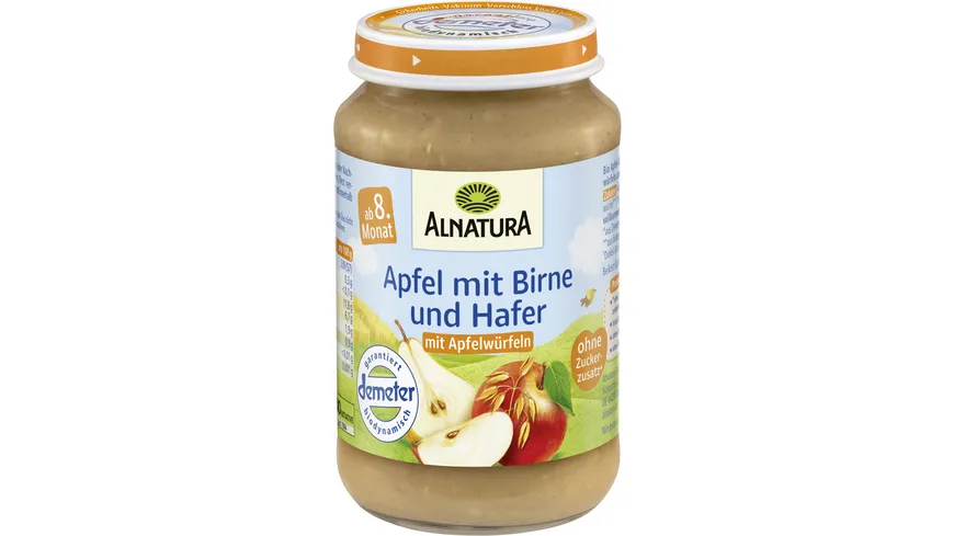 Alnatura Bio Apfel mit Birne & Hafer Babygläschen 190 g
