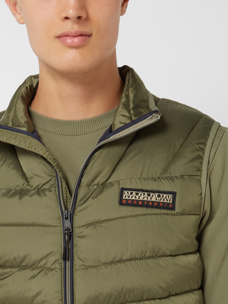 Regular Fit Steppweste mit Stehkragen Modell 'Aerons' in olivgrün