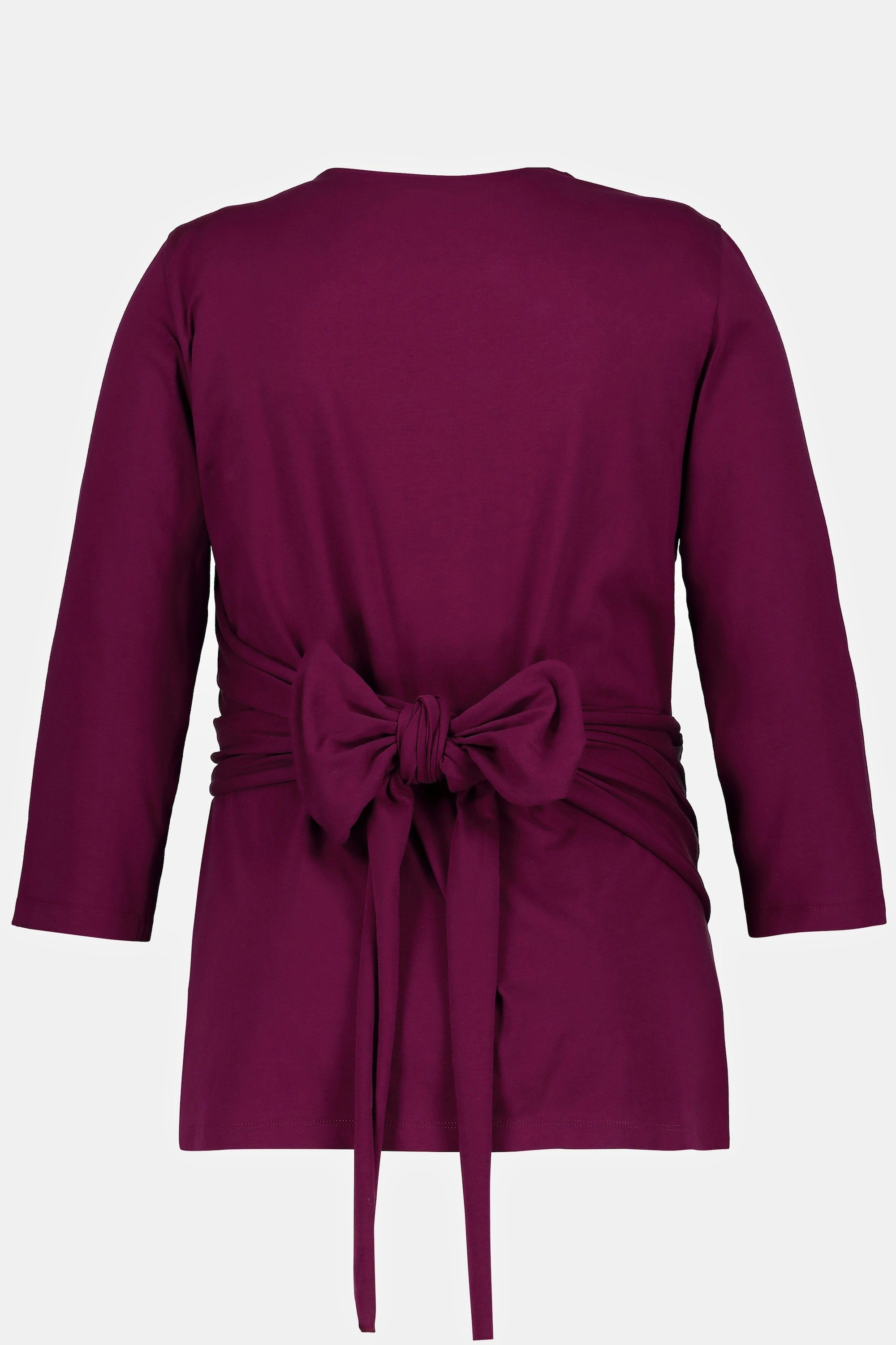 Ulla Popken Longsleeve Bellieva-Wickelshirt Skin to Skin Rundhals GOTS