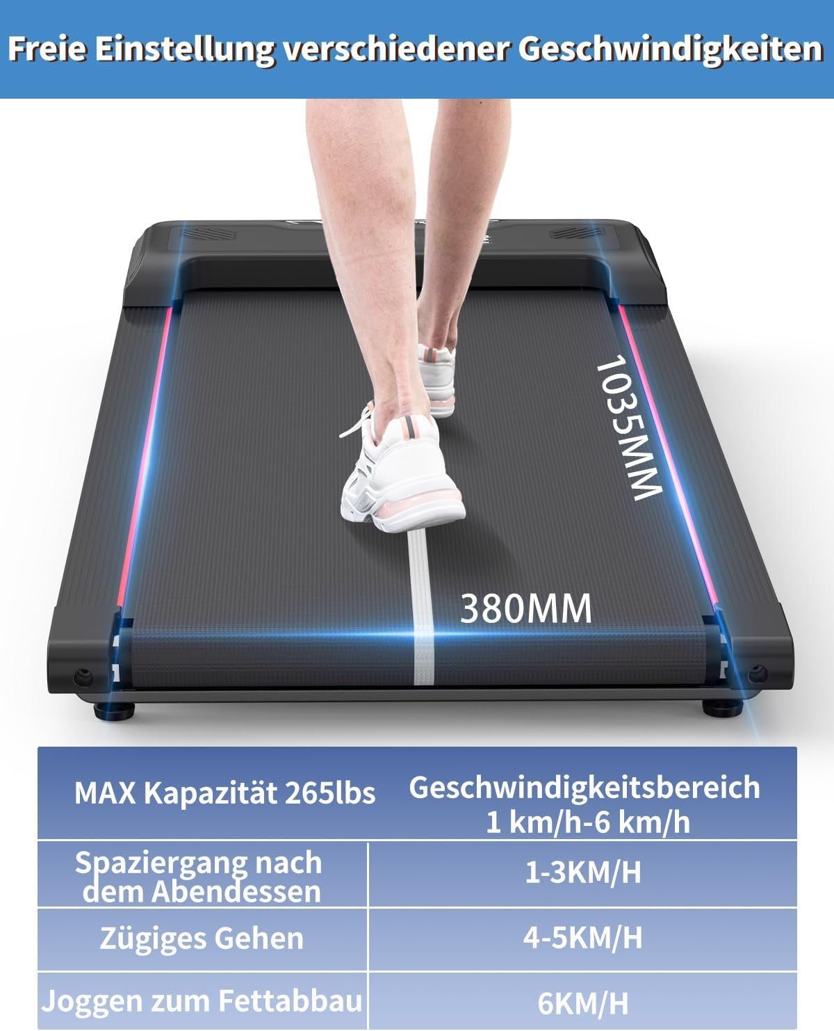 CITYSPORTS Laufband WP6, für zuhause mit Fernbedienung Bluetooth LED Dispaly,1-6KM/H