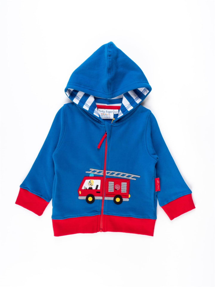 Toby Tiger Sweatjacke mit Feuerwehrauto Print in blau günstig kaufen