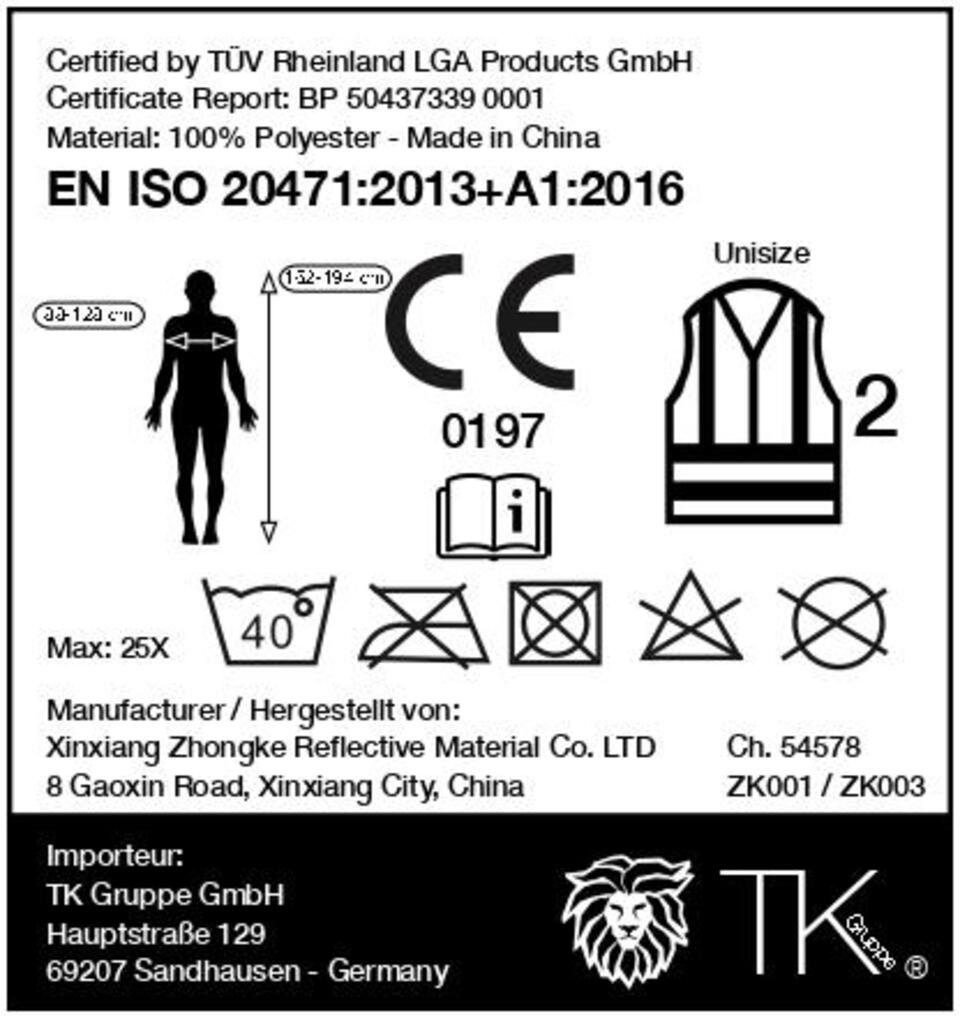 TK Gruppe Warnweste 4X Warnwesten Orange - Pannenweste 2024 Unfallweste ISO20471