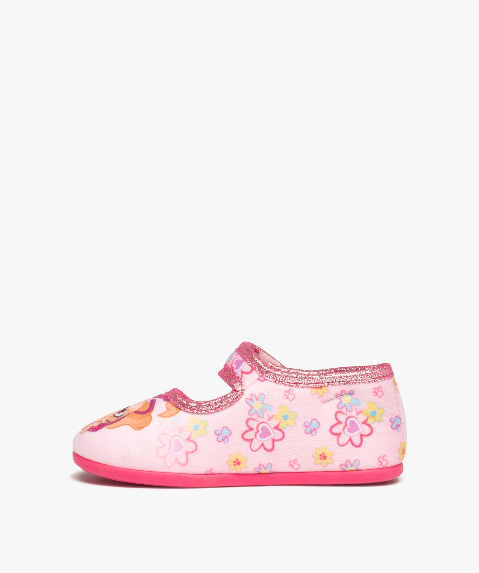 Chaussons fille forme ballerine à scratch - Pat patrouille rose | GEMO