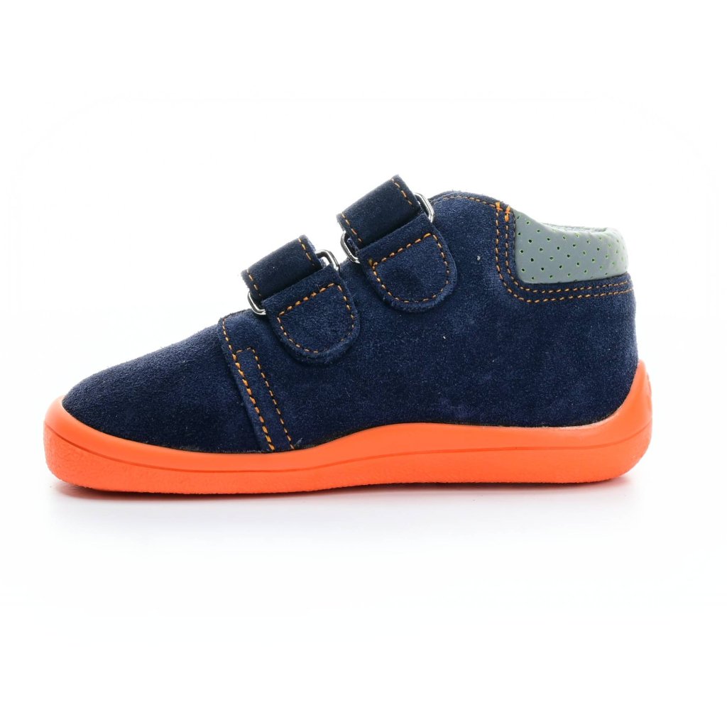 Beda Mandarine mit Membran und Hinterkappe (BF 0001/W/M/OP) dunkel blaue Barfuß-Stiefeletten