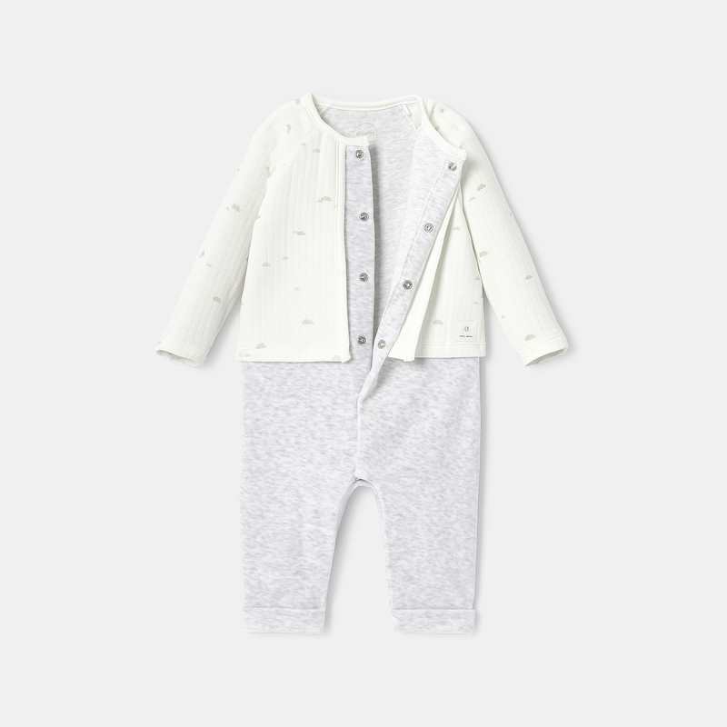 Combinaison à effet superposé blanc naissance Absorba
