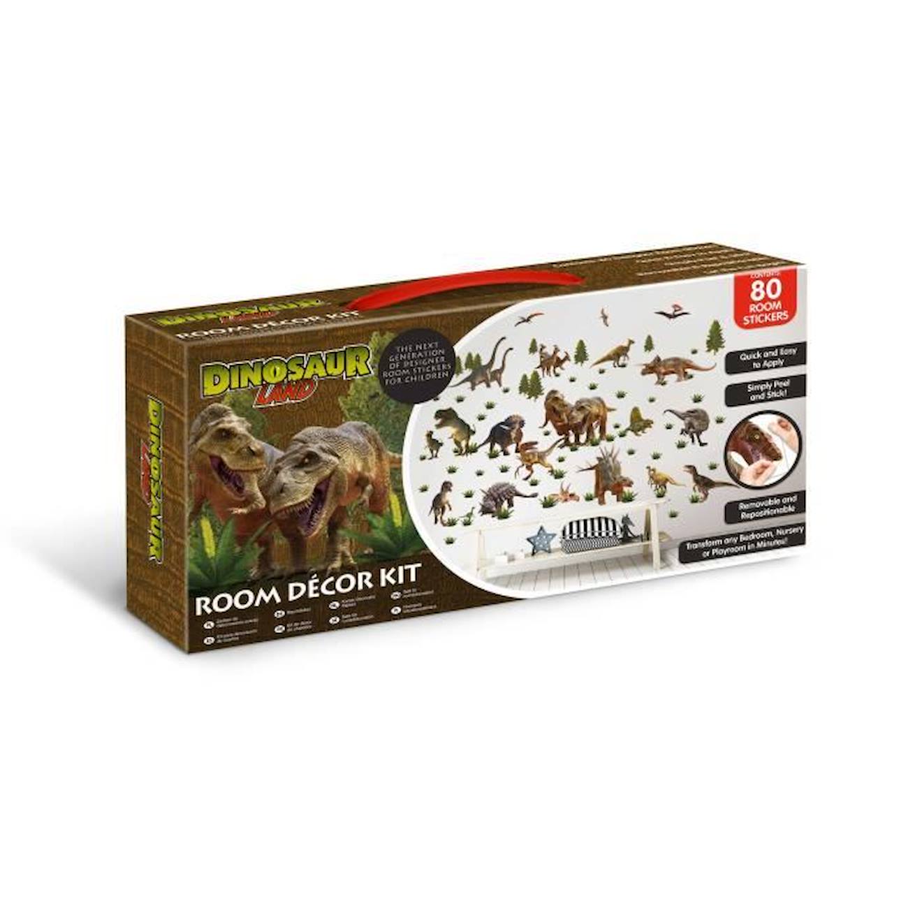 Ensemble de 80 autocollants de dinosaures. marron