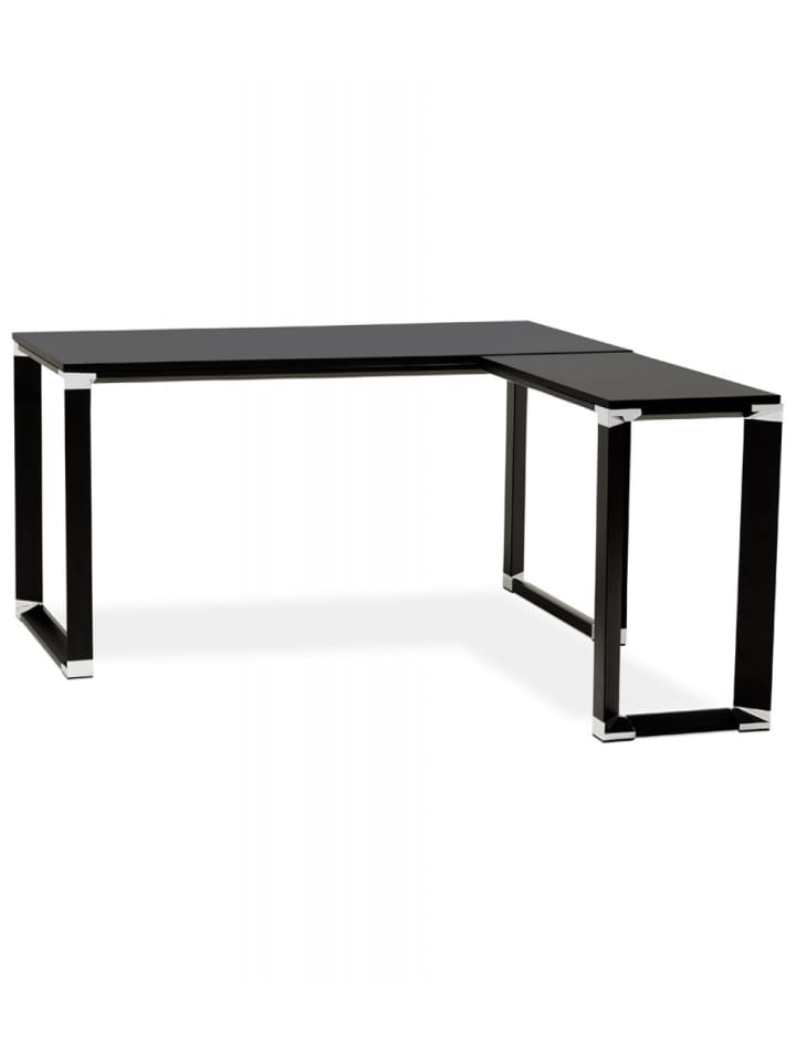 KADIMA DESIGN Eckschreibtisch Industriedesign Holz Metall | Schwarzes Modell in Schwarz günstig kaufen