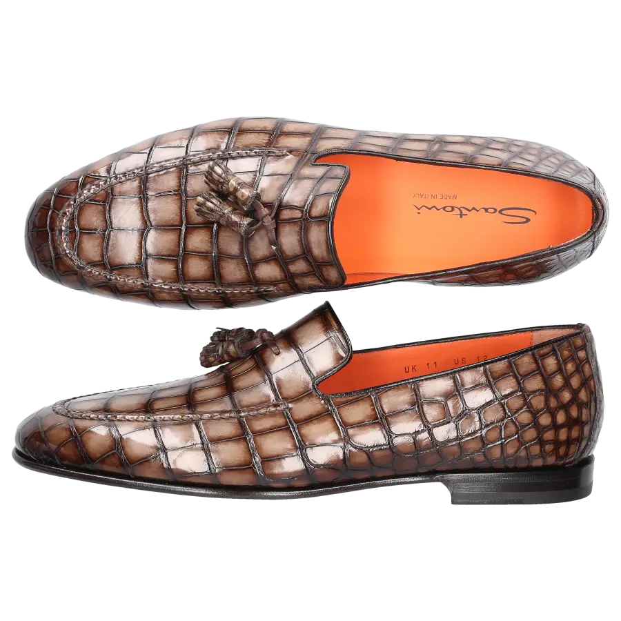 Santoni - Loafer 15608 Alligatorleder - beige