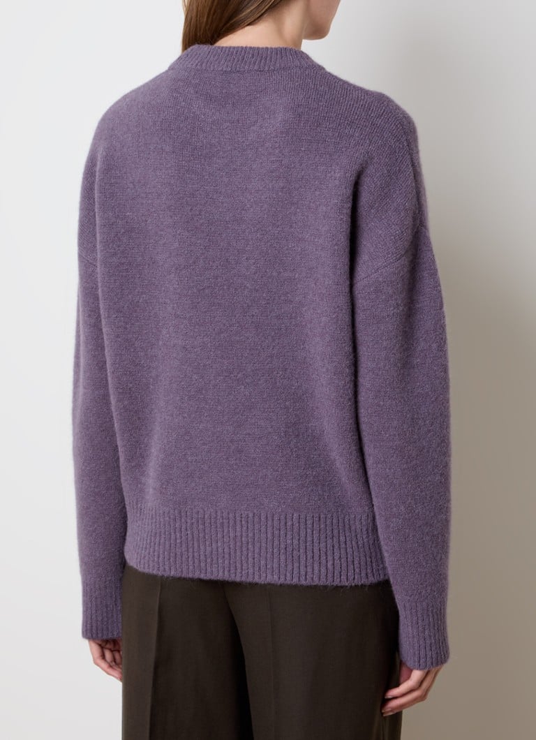 Maglione AMI Paris a maglia grossa in misto lana d'alpaca con logo lavorato a maglia.