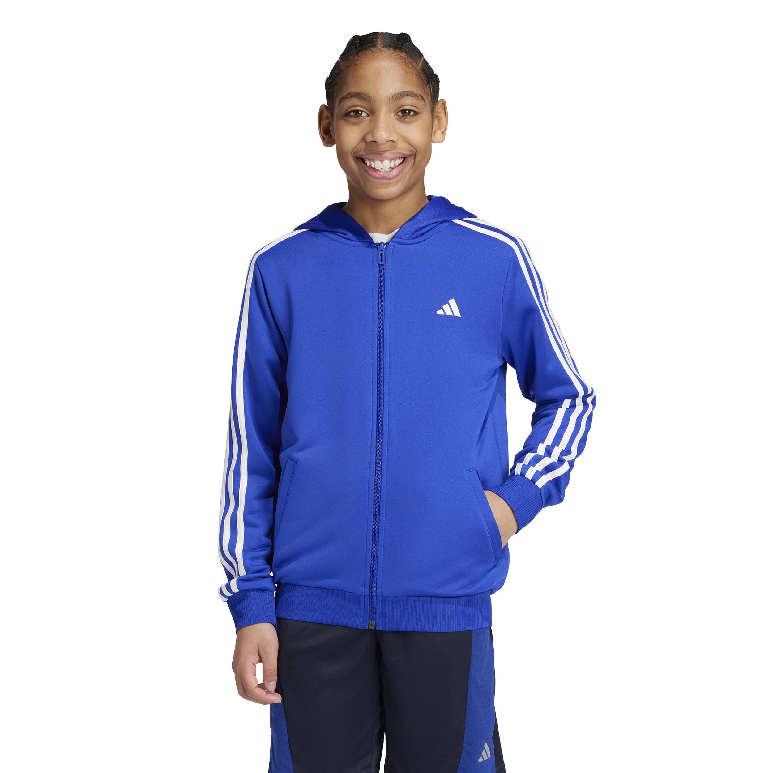 Training Essentials 3 Stripes Sweatjacke Kinder - Blau, Weiß