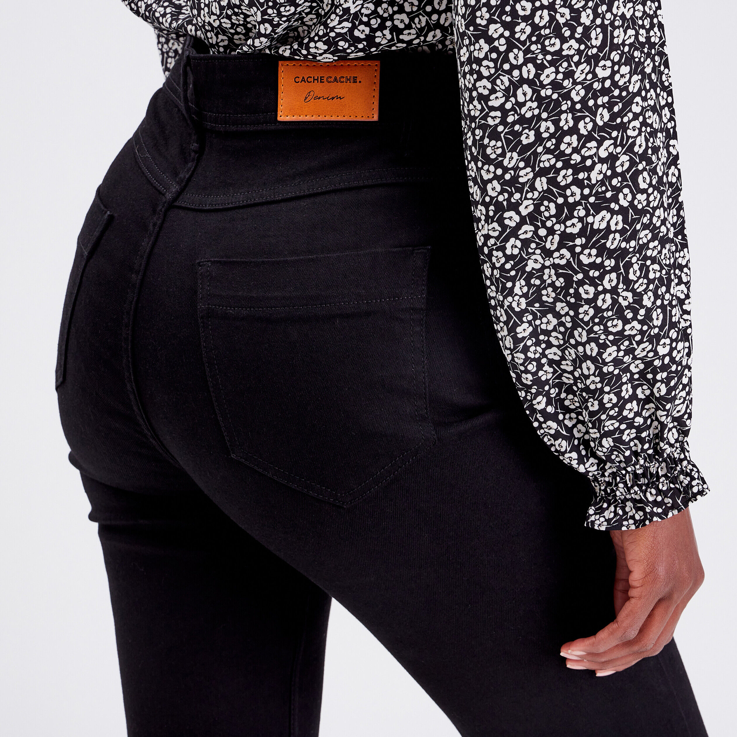 Jeans flare taille haute denim noir femme | Cache Cache