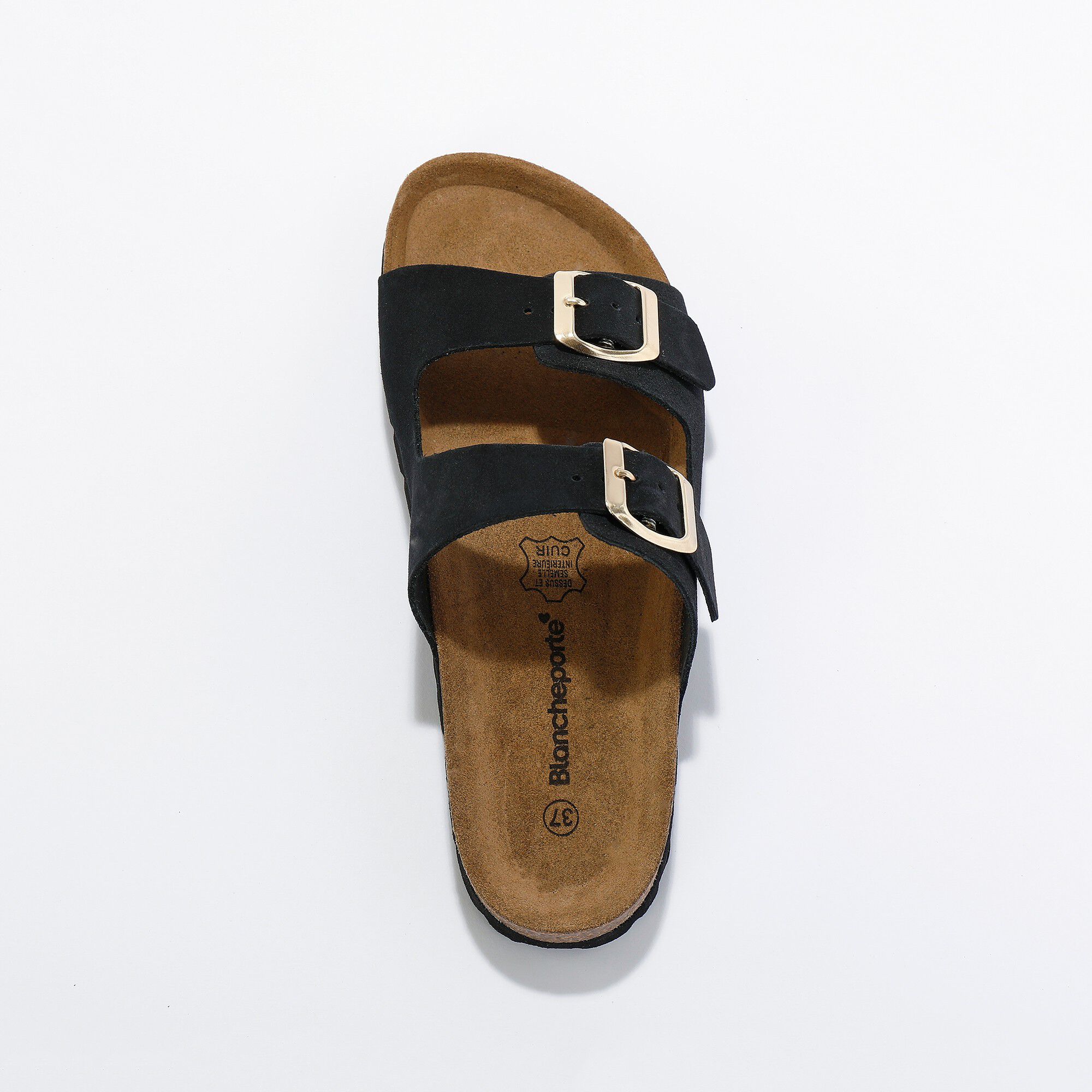 Mules croûte de cuir 2 boucles réglables