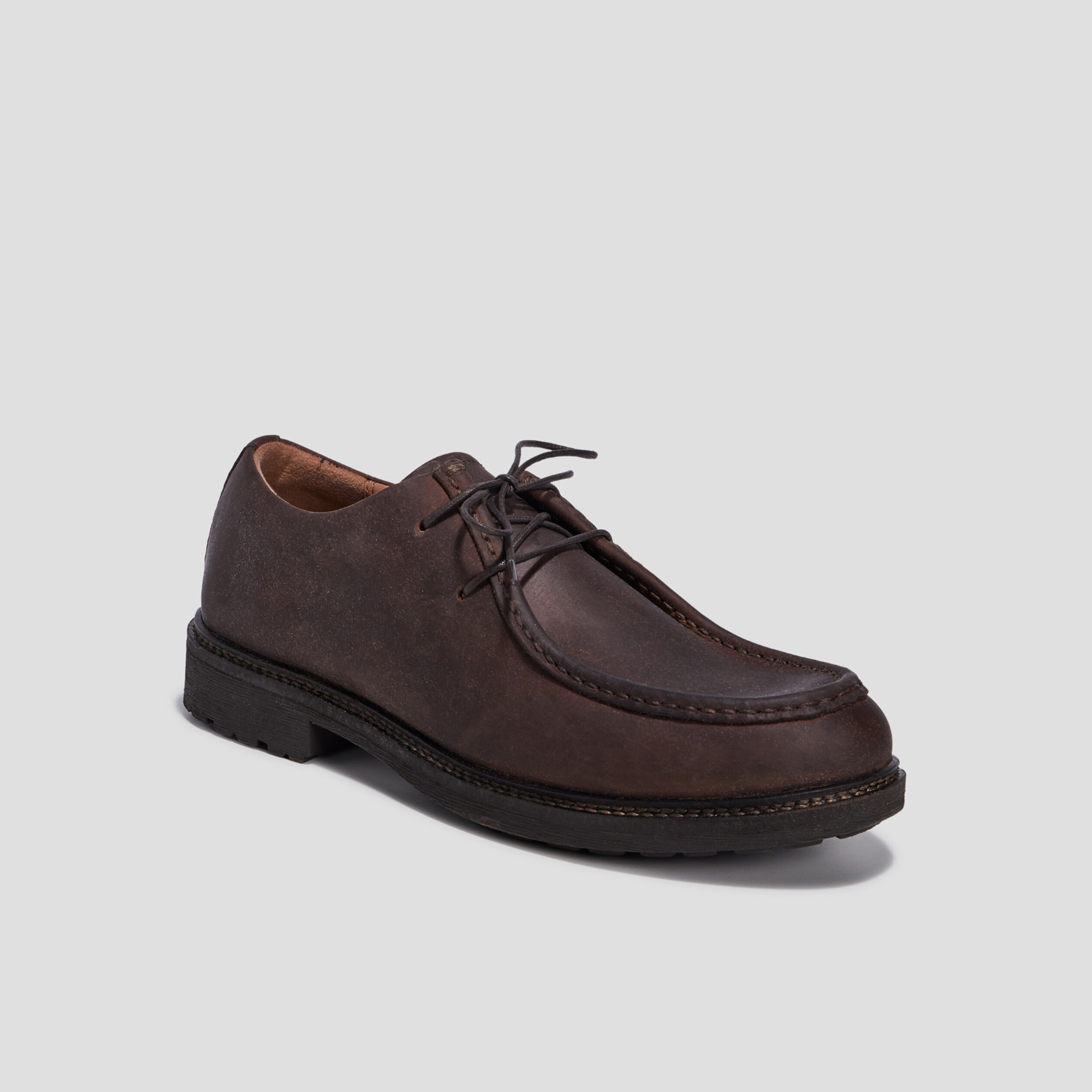 Derbies à lacets en cuir marron homme | La Halle
