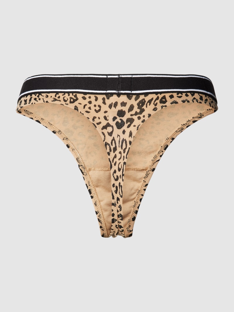 String mit Animal-Print in camel