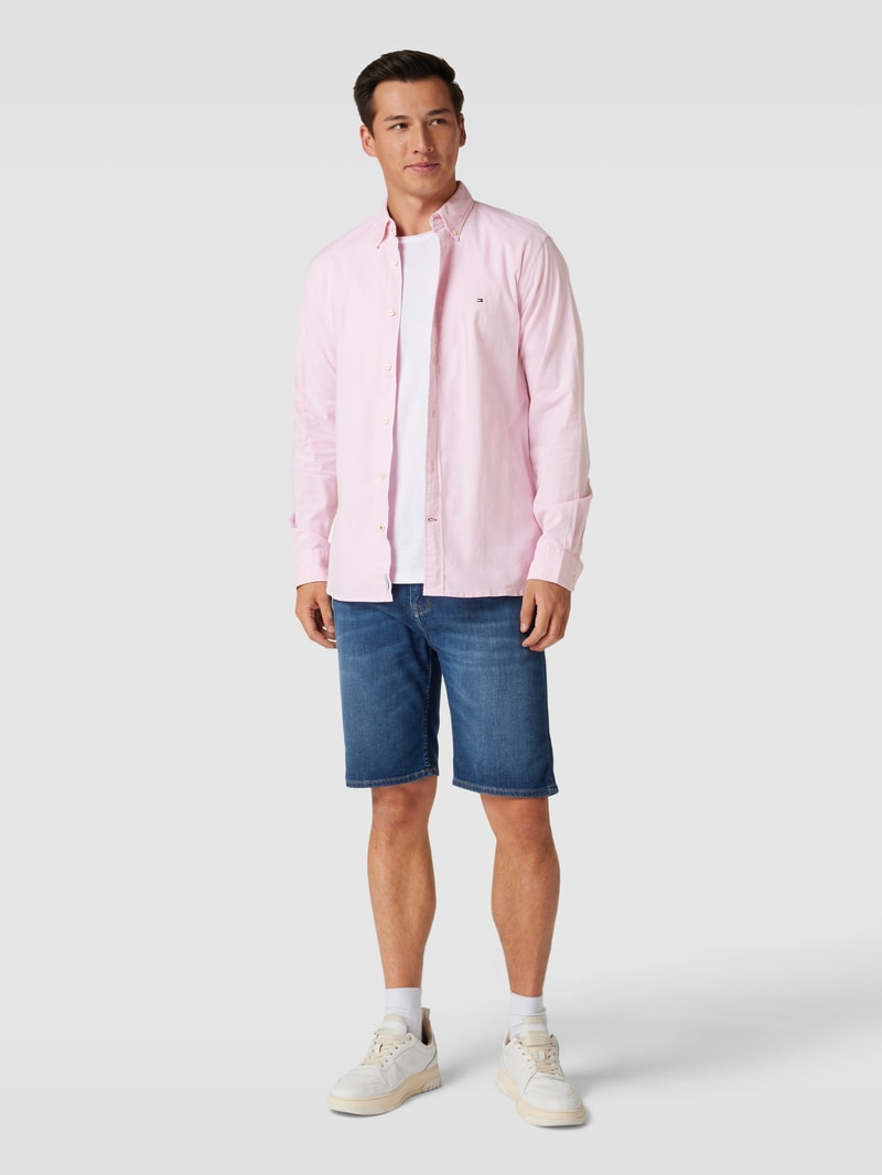 Freizeithemd mit Label-Stitching in rosa