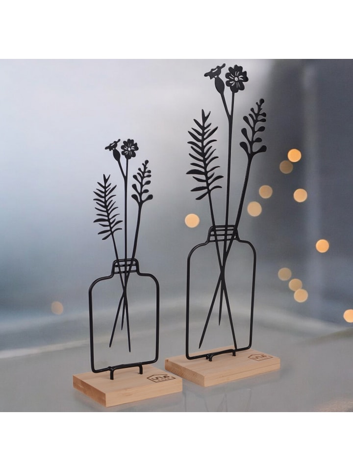 UNUS Aufsteller Blumenvase 2er Set in Schwarz günstig kaufen onesize
