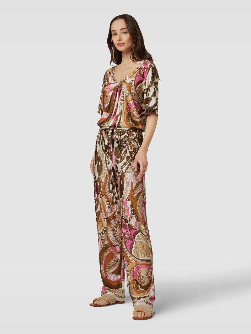 Jumpsuit mit Allover-Muster in beige