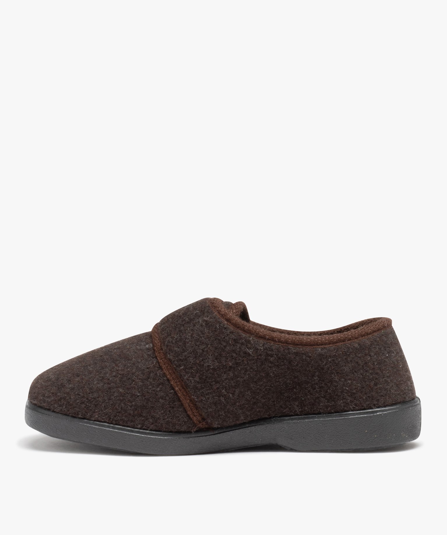 Chaussons homme velours uni et fourrés laine marron | GEMO