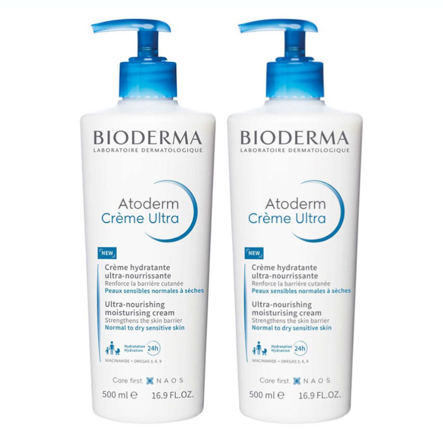 Bioderma Atoderm Crème Ultra Lot Crème Hydratante Ultra-Nourrissante 2x 500 ml