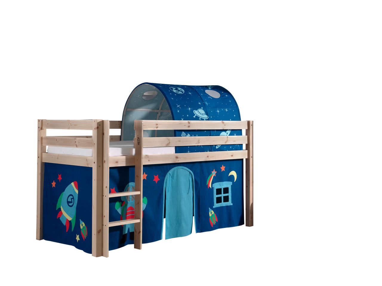 VIPACK Spielbett Pino mit Textilset Vorhang und Tunnel 