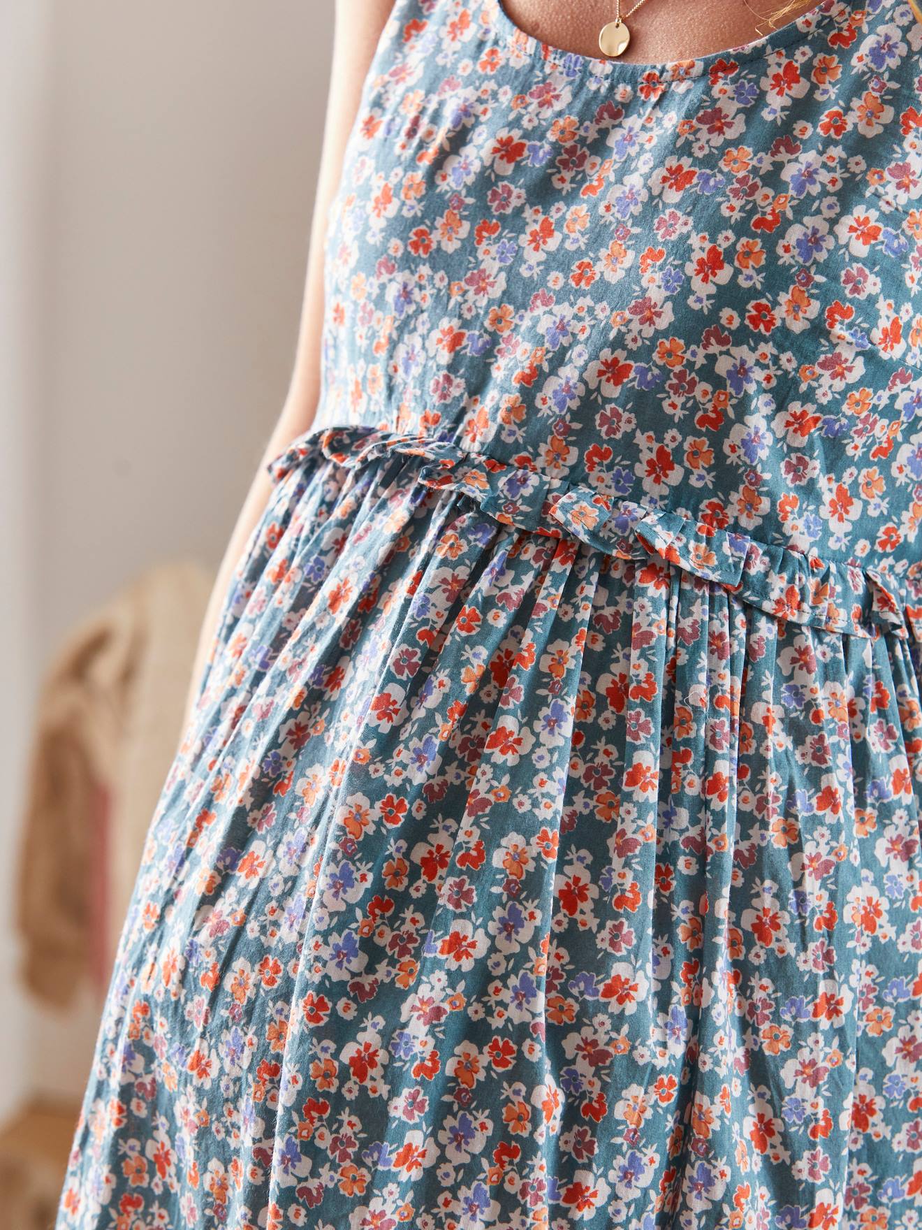 Vertbaudet Kleid für Schwangerschaft & Stillzeit - grün bedruckt