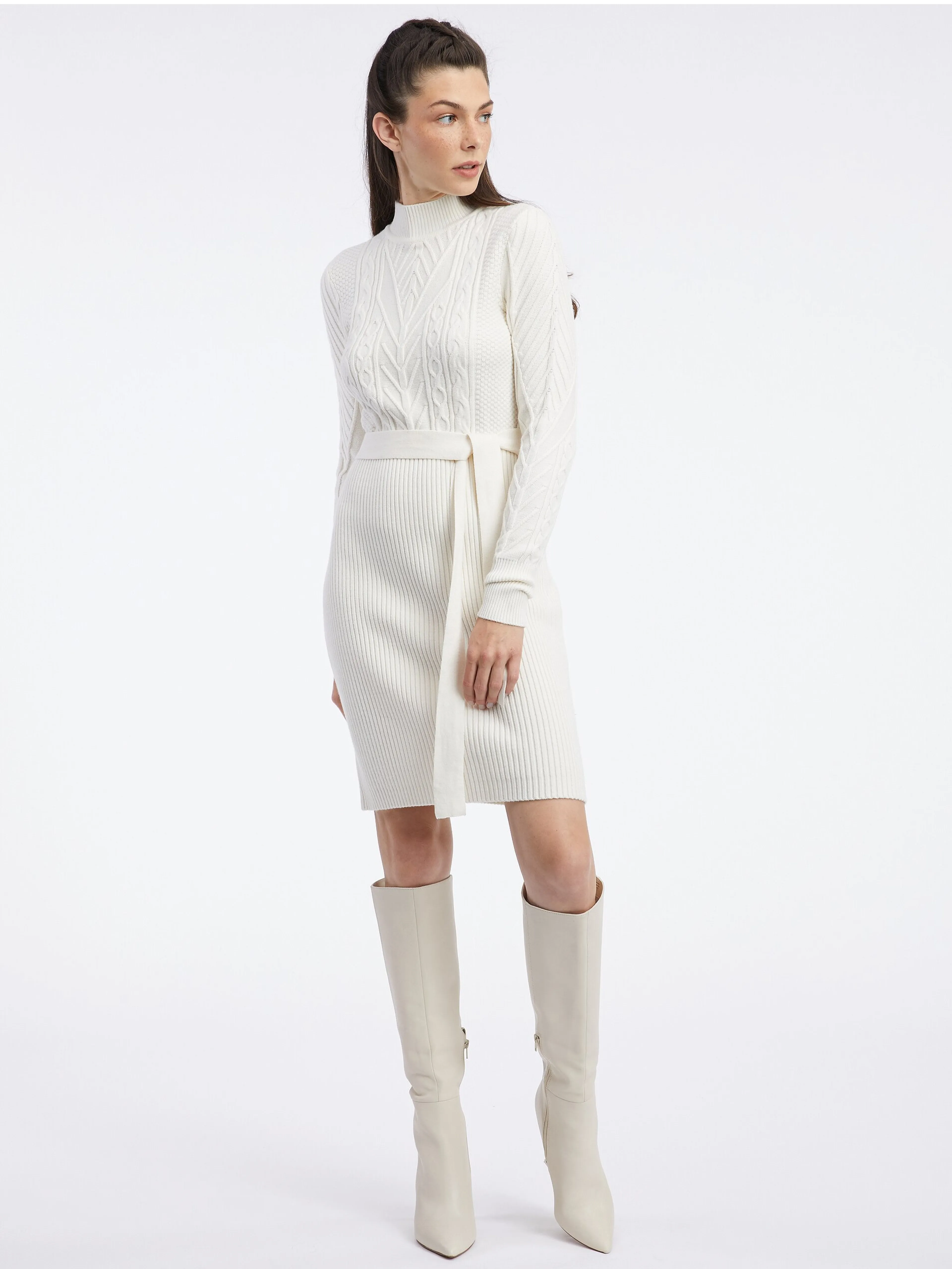 Cremefarbenes Damen-Pullover-Kleid ORSAY