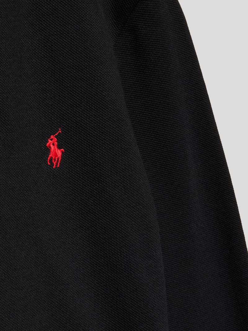Poloshirt mit langen Armen in schwarz