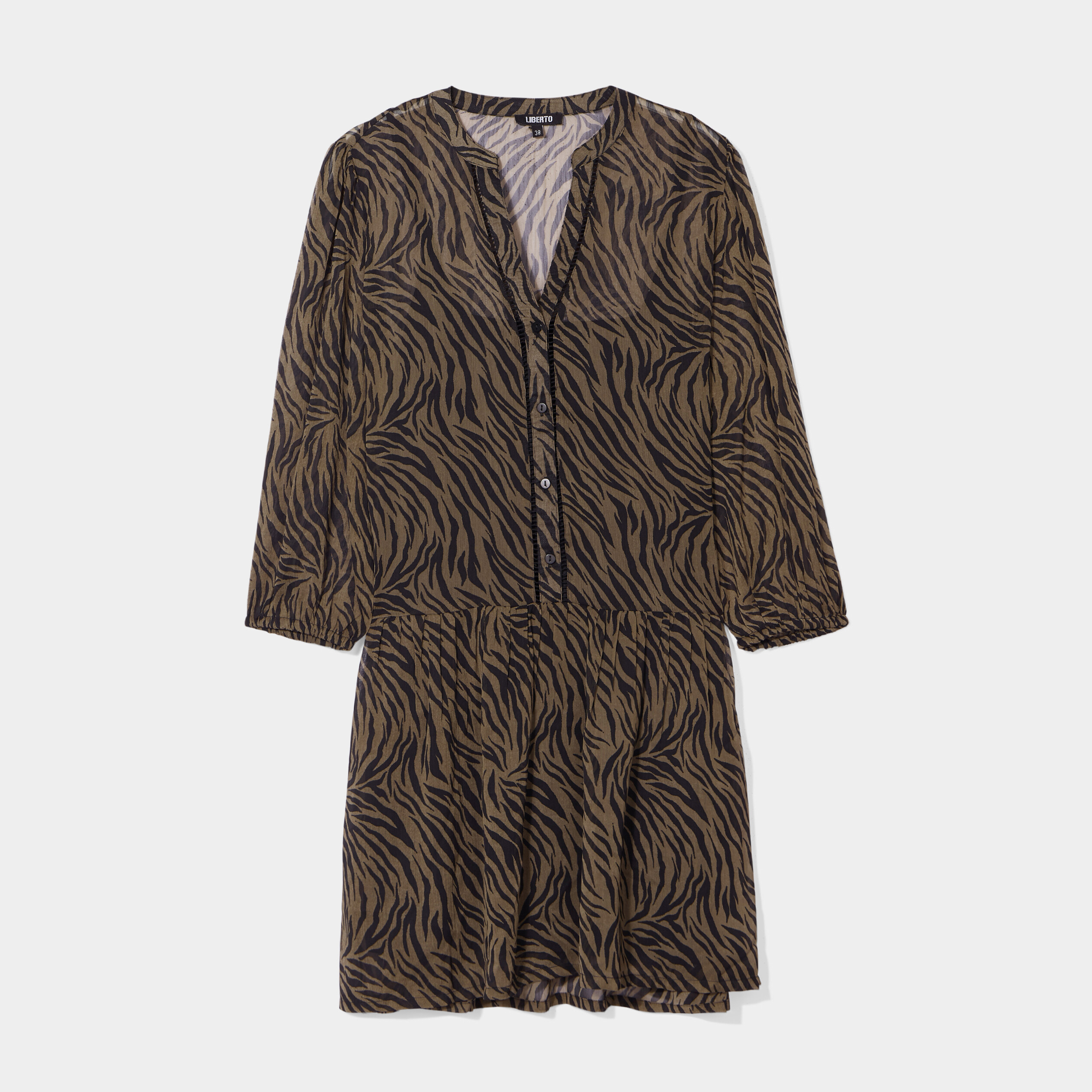 Robe fluide évasée courte col V Liberto vert kaki femme | La Halle