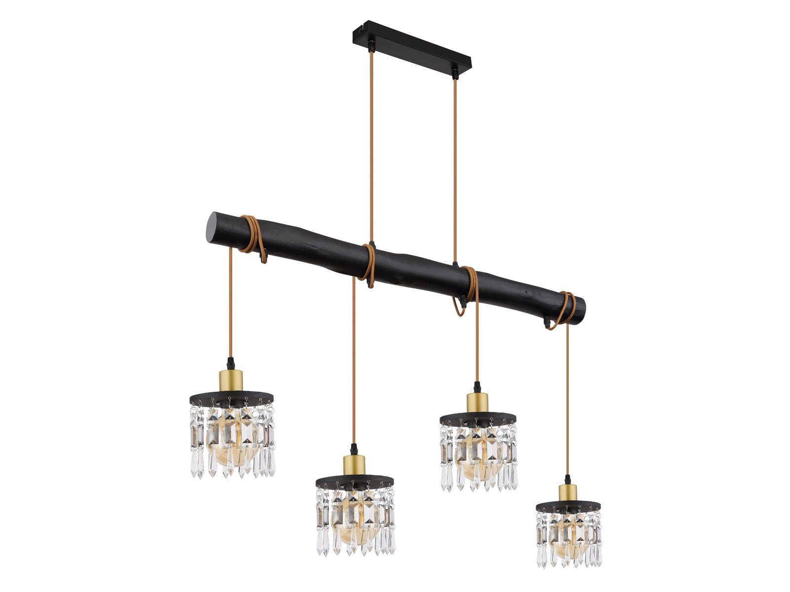 meineWunschleuchte LED Pendelleuchte, LED wechselbar, warmweiß, ausgefallene Designer Holzbalken Lampe für übern Esstisch hängend 85cm