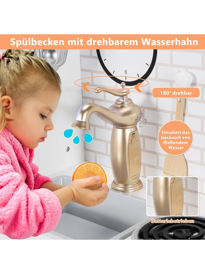 COSTWAY Spielküche ab 3 Jahren in Weiß günstig kaufen 80 x 30 cm
