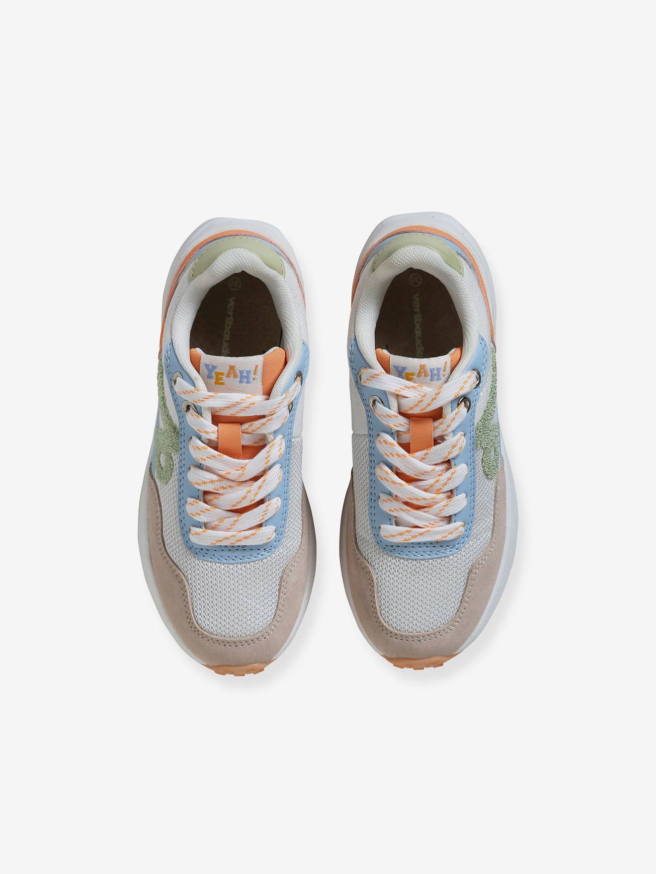 Vertbaudet Kinder Sneakers mit Schnürung - set beige