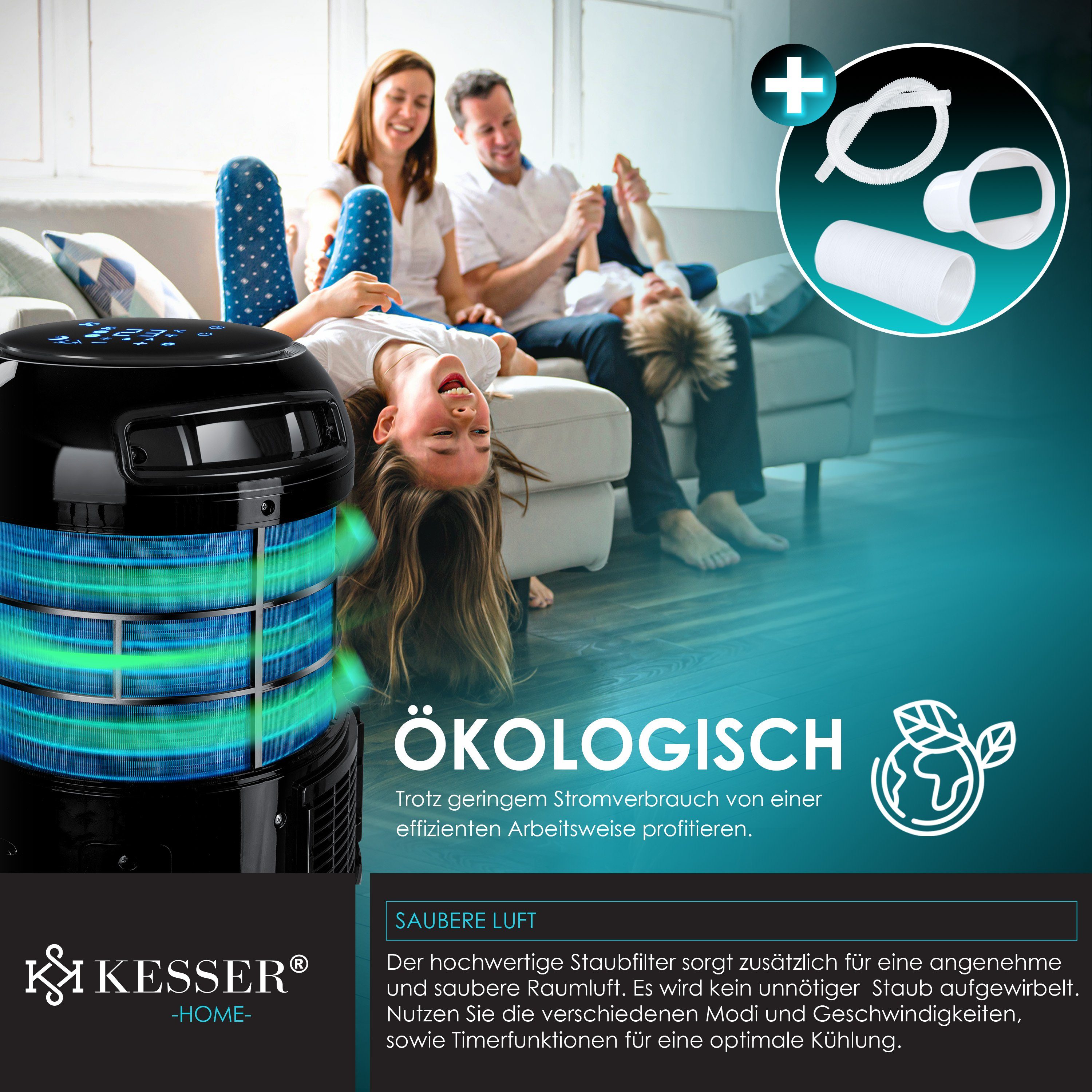 KESSER Klimagerät, Klimaanlage Mobil Sky Tower Klimagerät 4in1 kühlen