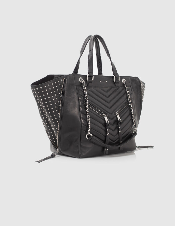 Sac cabas LE 1440 Rock noir cuir clouté Femme